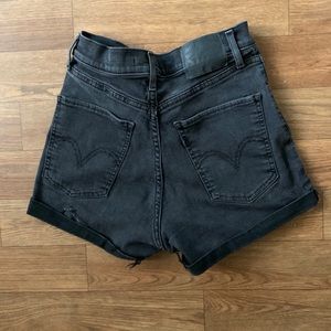 Levi’s mile high black denim shorts